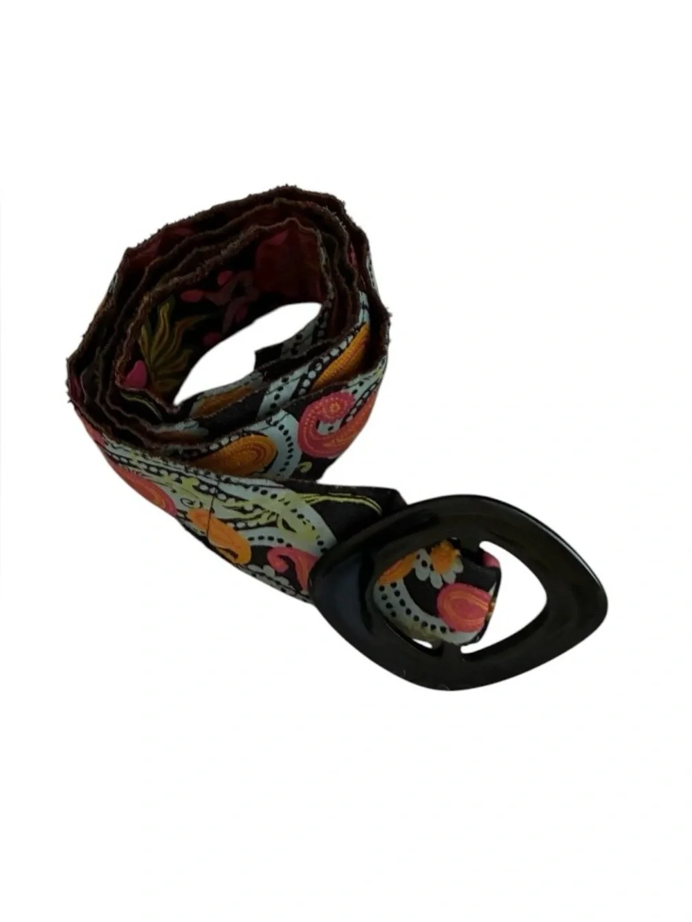 Bella Ba Colorful Paisley Fabric Belt‎ with Black Buckle